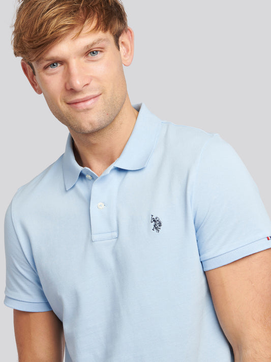 Mens Double Horsemen  Polo Shirt in Chambray Blue