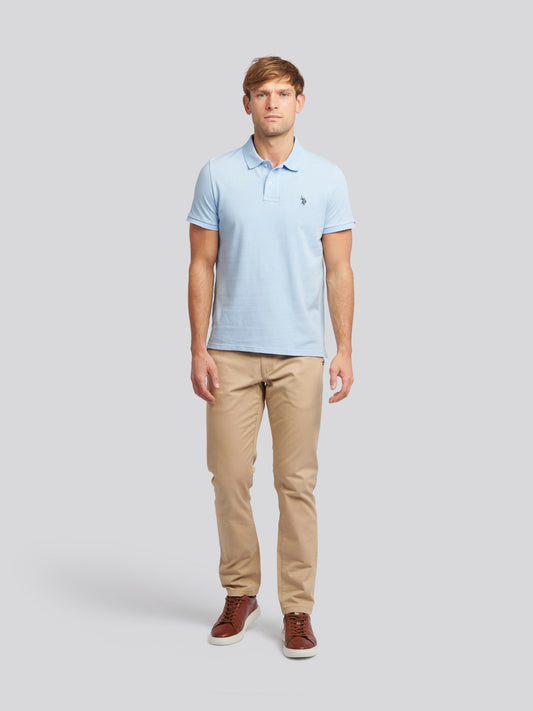 Mens Double Horsemen  Polo Shirt in Chambray Blue