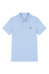 Mens Pique Polo Shirt in Chambray Blue