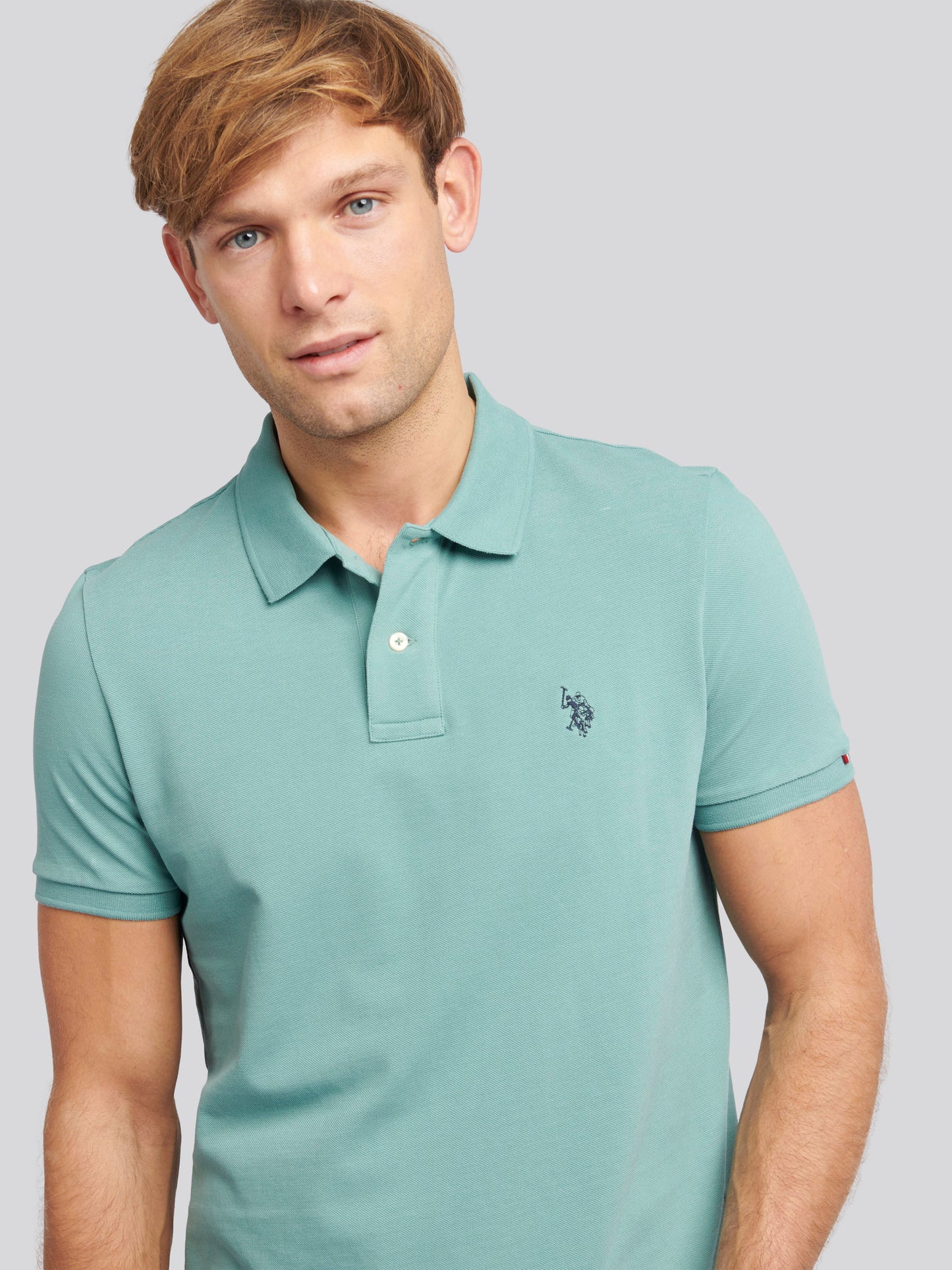 Mens Double Horsemen Polo Shirt Mineral Blue