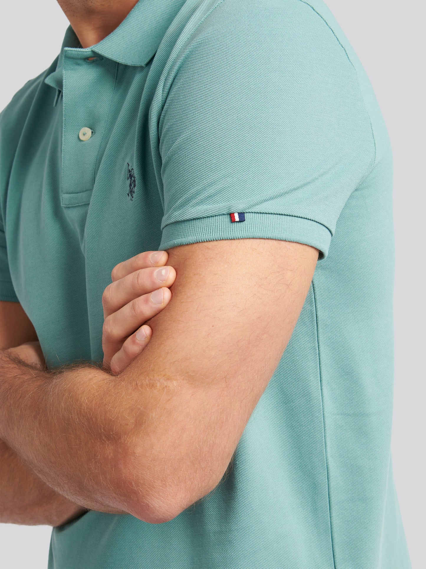 Mens Double Horsemen Polo Shirt Mineral Blue