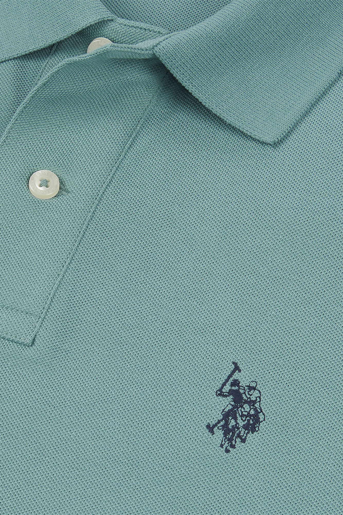 Mens Pique Polo Shirt in Mineral Blue