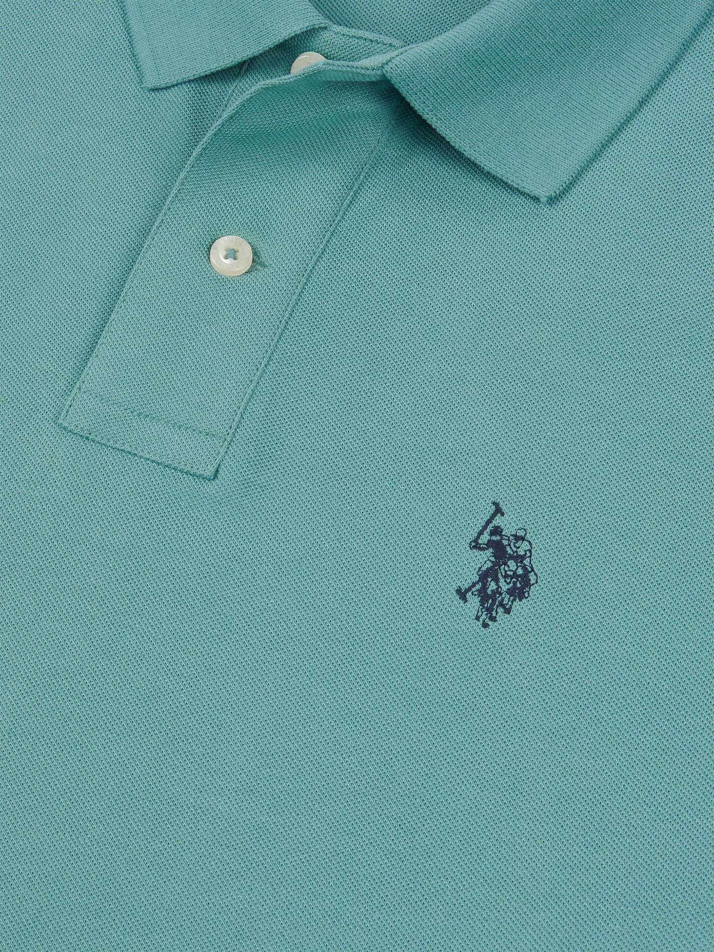 Mens Double Horsemen Polo Shirt Mineral Blue
