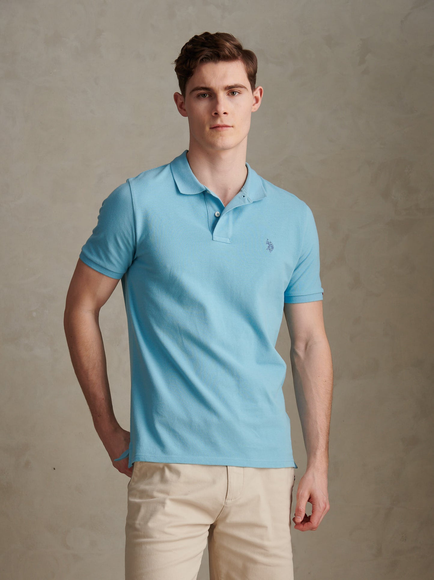 Mens Double Horsemen Polo Shirt Air Blue