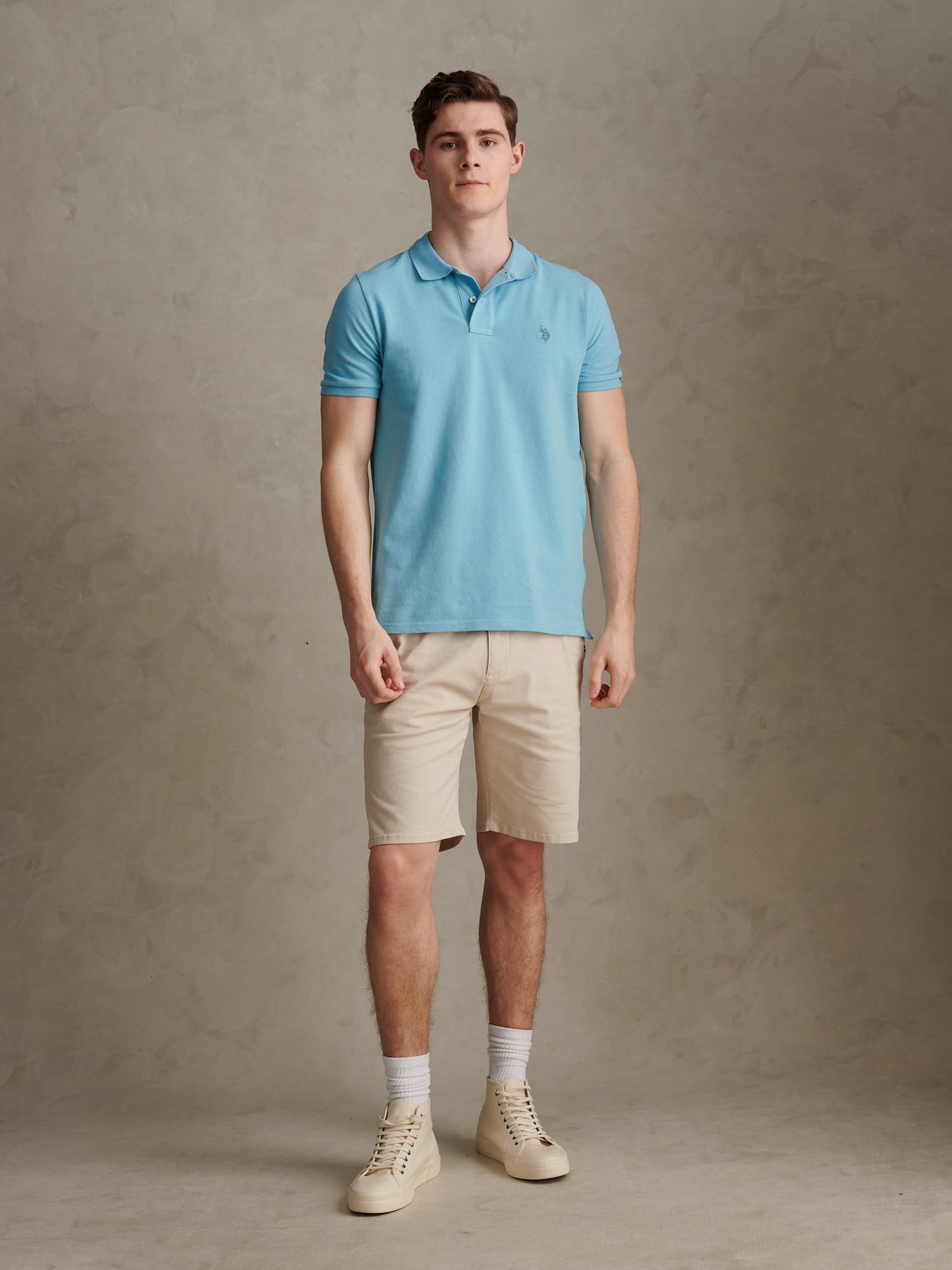 Mens Double Horsemen Polo Shirt Air Blue