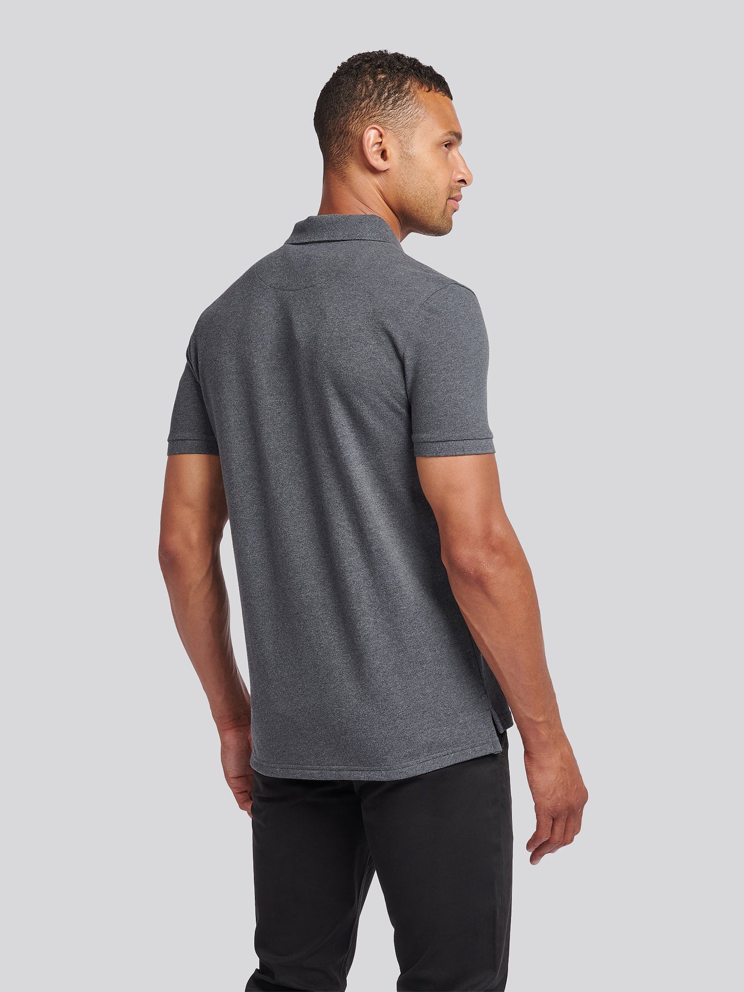 Mens Double Horsemen Polo Shirt Charcoal Marl