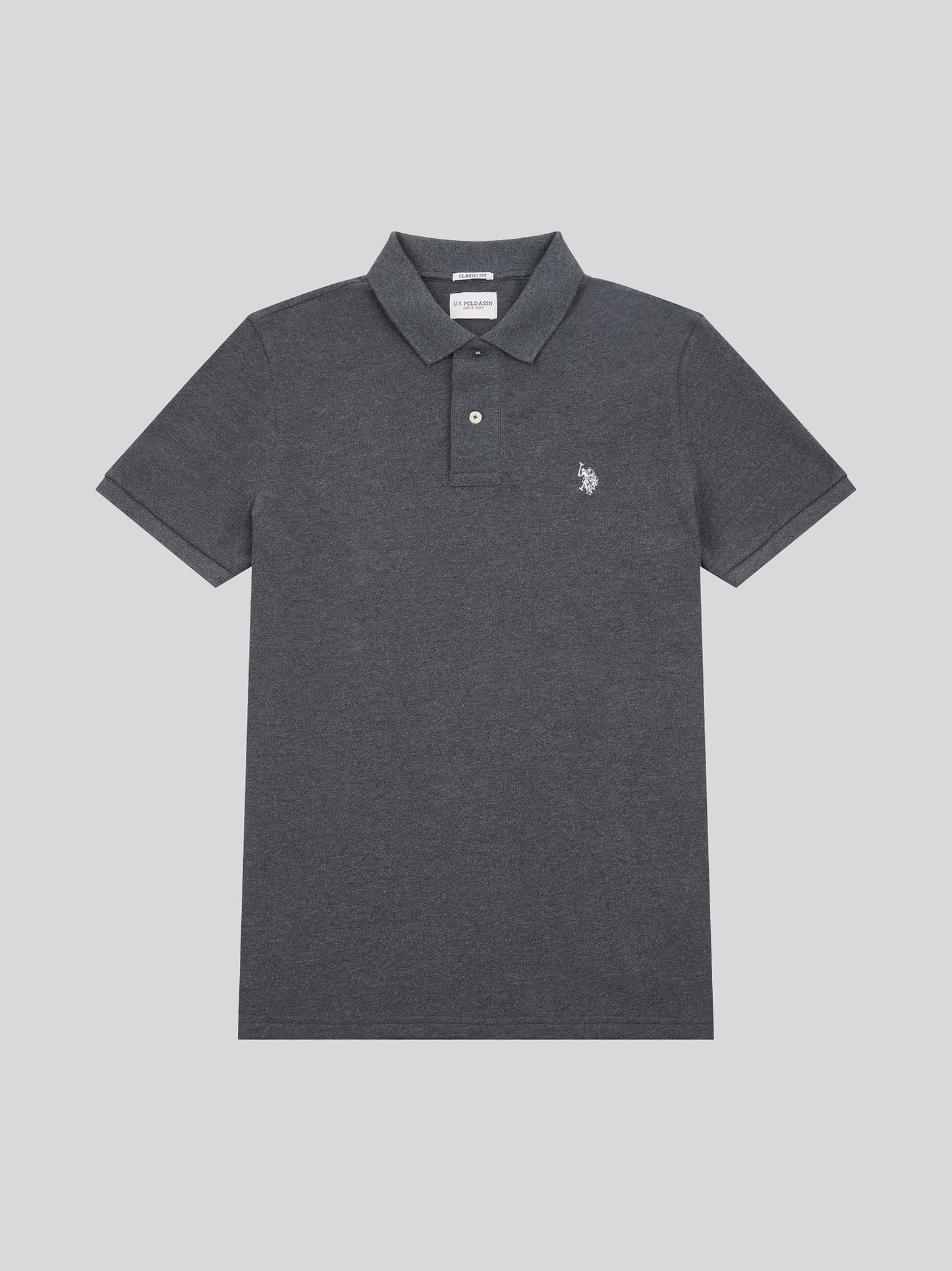 Mens Double Horsemen Polo Shirt Charcoal Marl