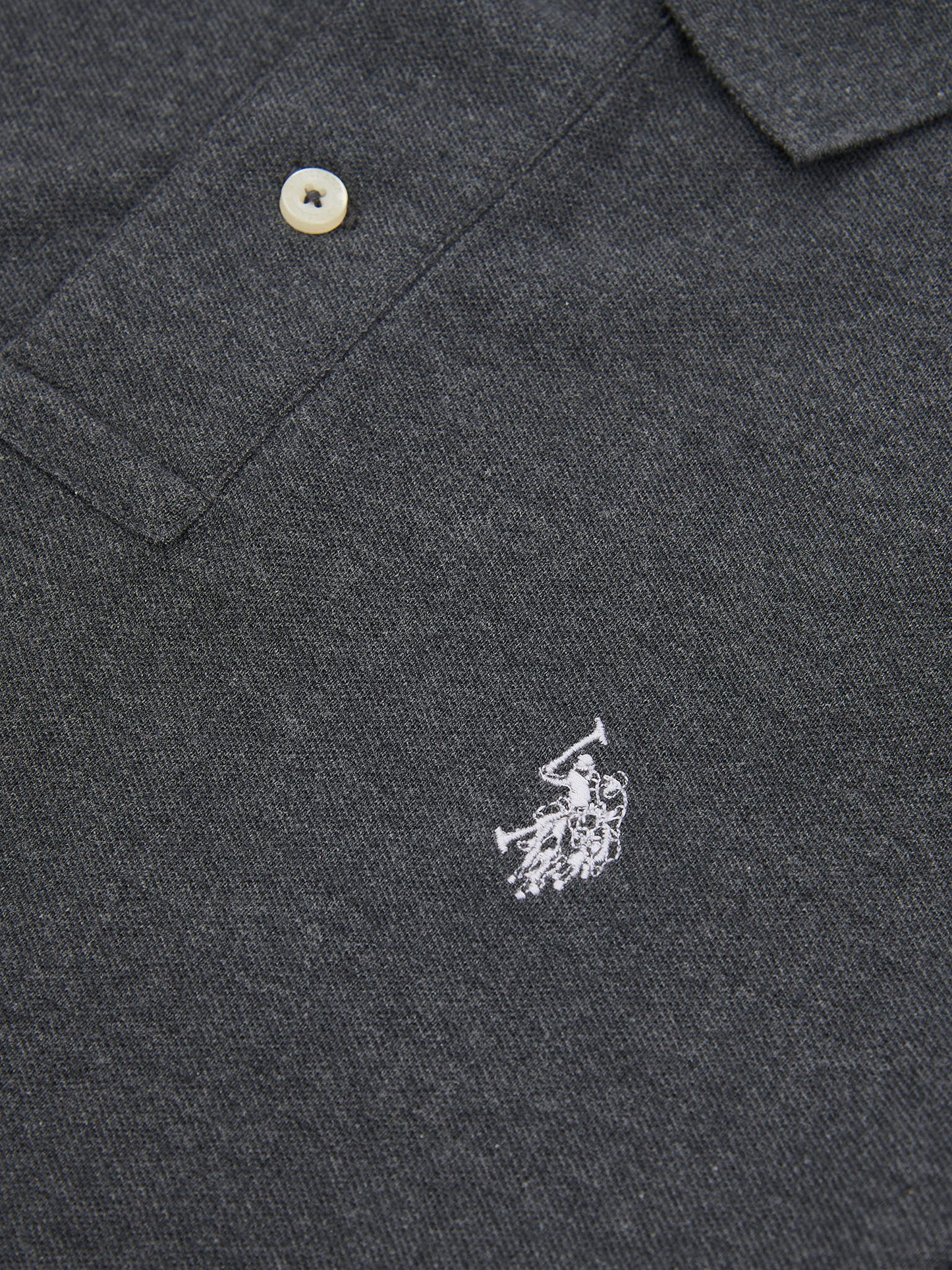 Mens Double Horsemen Polo Shirt Charcoal Marl