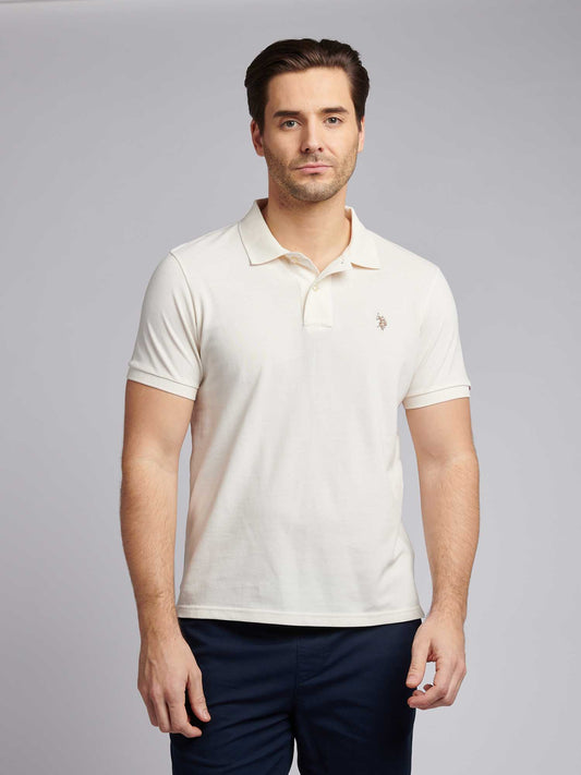 Mens Double Horsemen  Polo Shirt in Whisper White