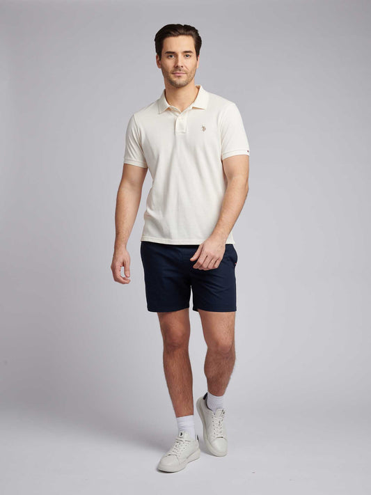 Mens Double Horsemen  Polo Shirt in Whisper White