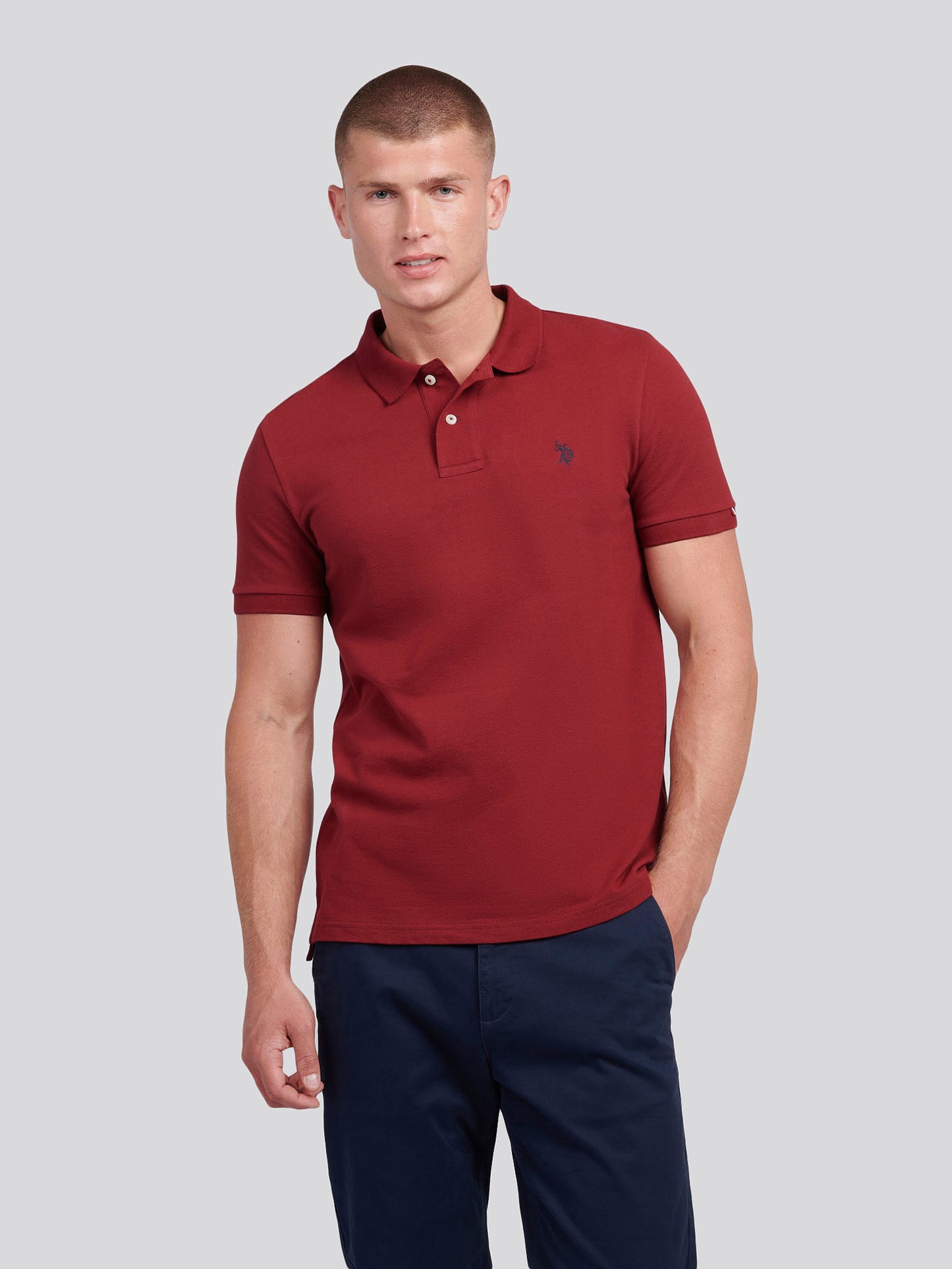 Mens Double Horsemen  Polo Shirt in Tibetan Red