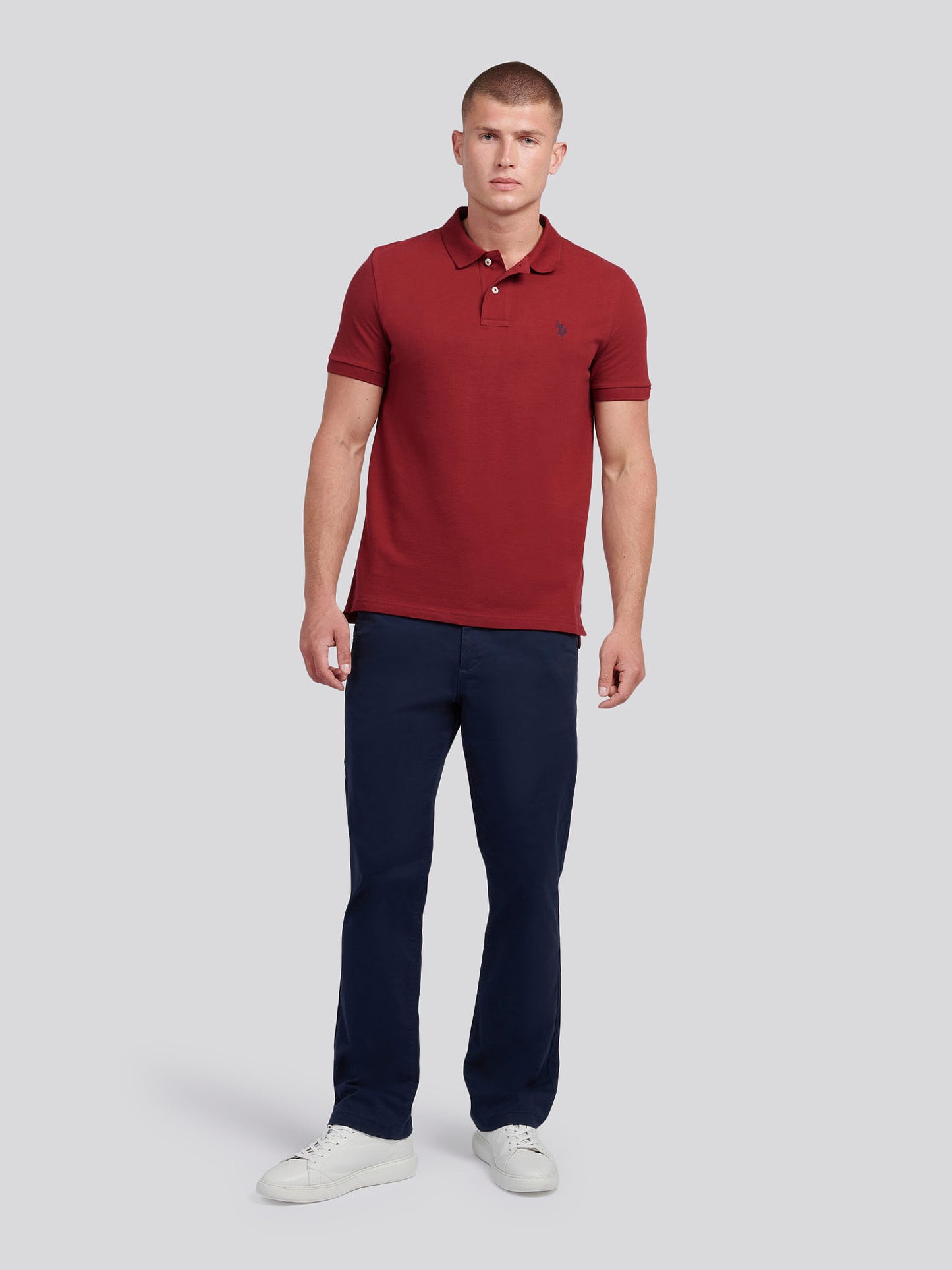 Mens Double Horsemen  Polo Shirt in Tibetan Red
