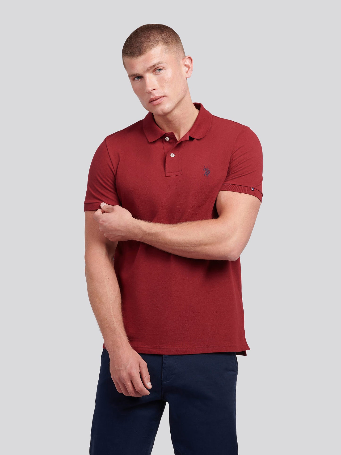 Mens Double Horsemen  Polo Shirt in Tibetan Red