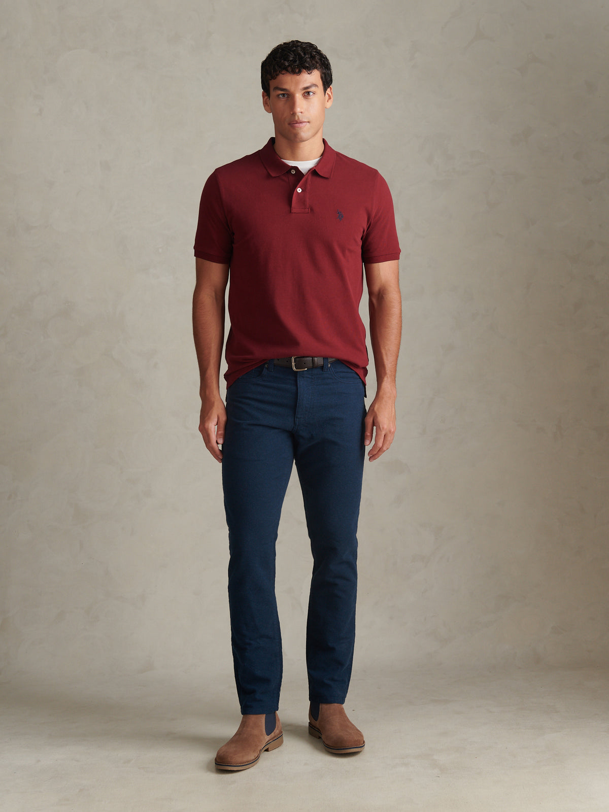 Mens Double Horsemen Polo Shirt Cabernet
