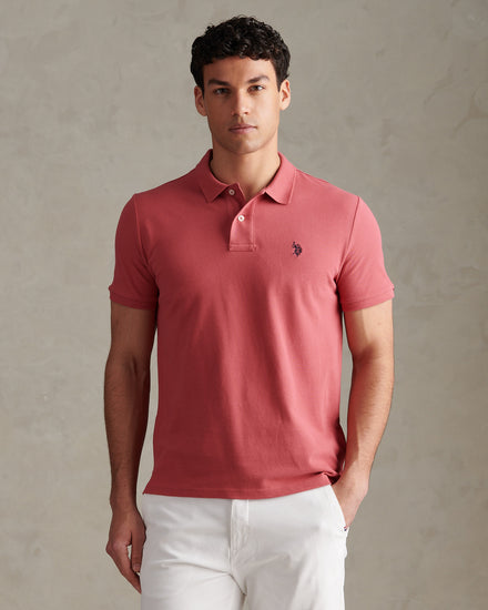 Mens Double Horsemen Polo Shirt Slate Rose
