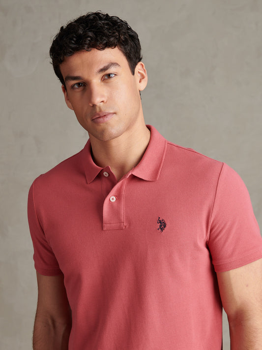 Mens Double Horsemen Polo Shirt Slate Rose