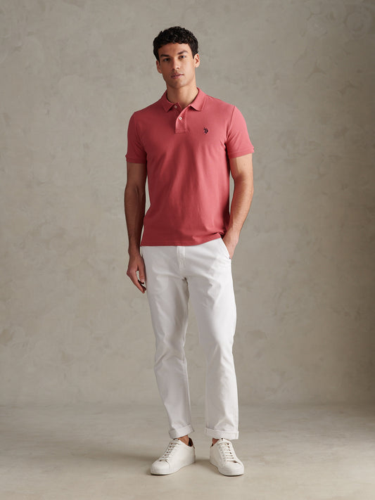 Mens Double Horsemen Polo Shirt Slate Rose
