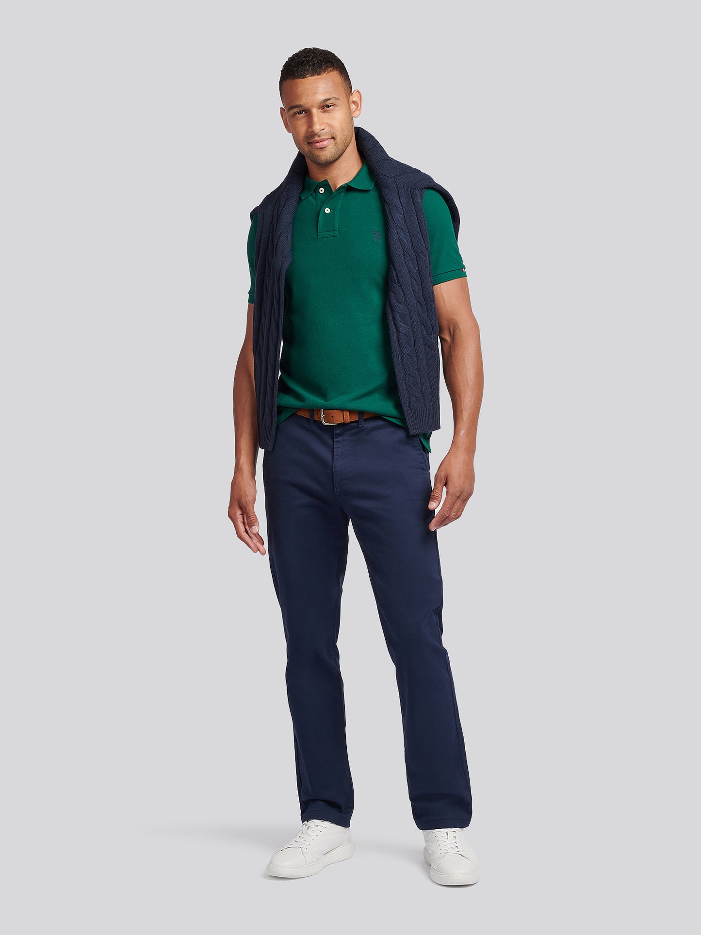 Mens Double Horsemen  Polo Shirt in Rain Forest