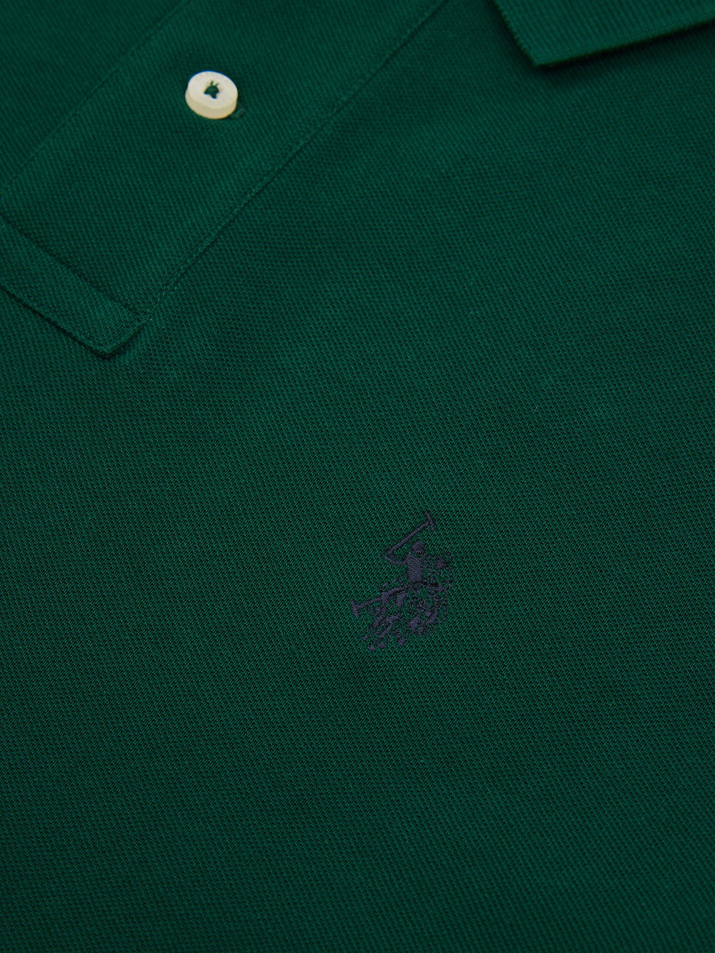 Mens Double Horsemen  Polo Shirt in Rain Forest