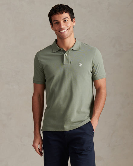Mens Double Horsemen Polo Shirt Sea Spray