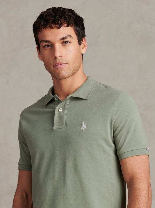 Mens Double Horsemen  Polo Shirt in Sea Spray