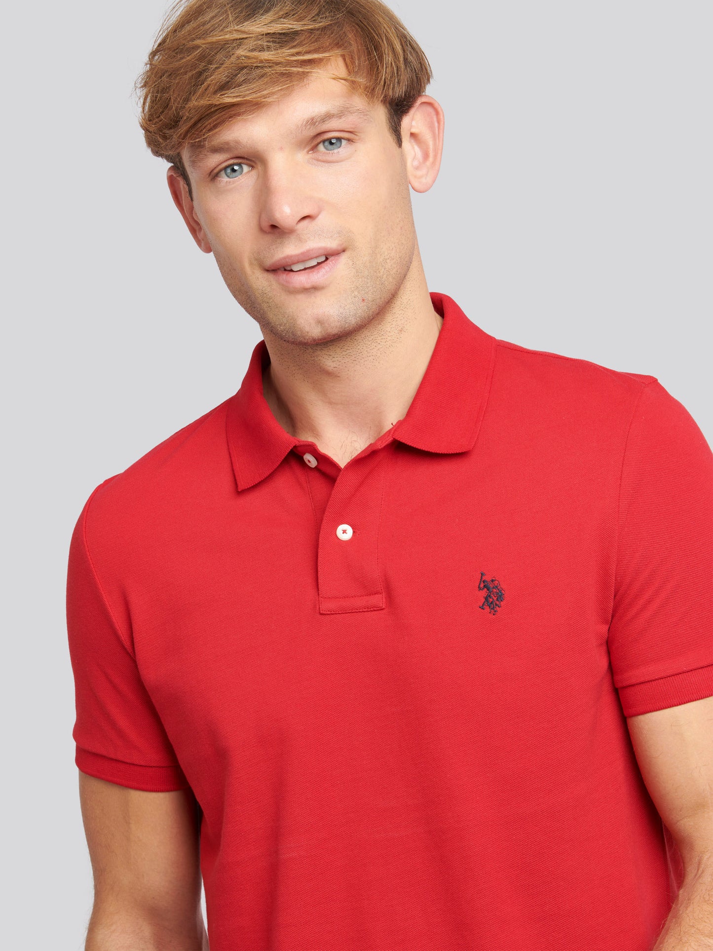 Mens Double Horsemen  Polo Shirt in Haute Red