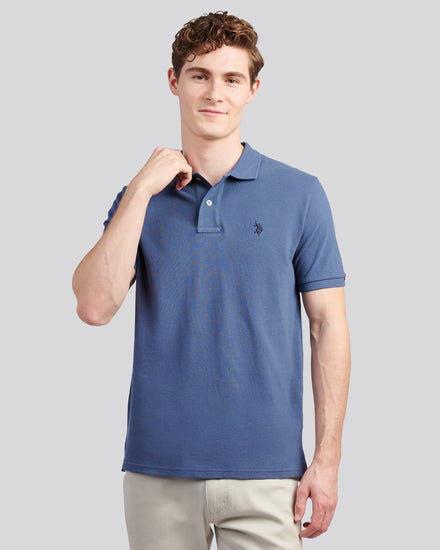 Mens Double Horsemen  Polo Shirt in Vintage Indigo