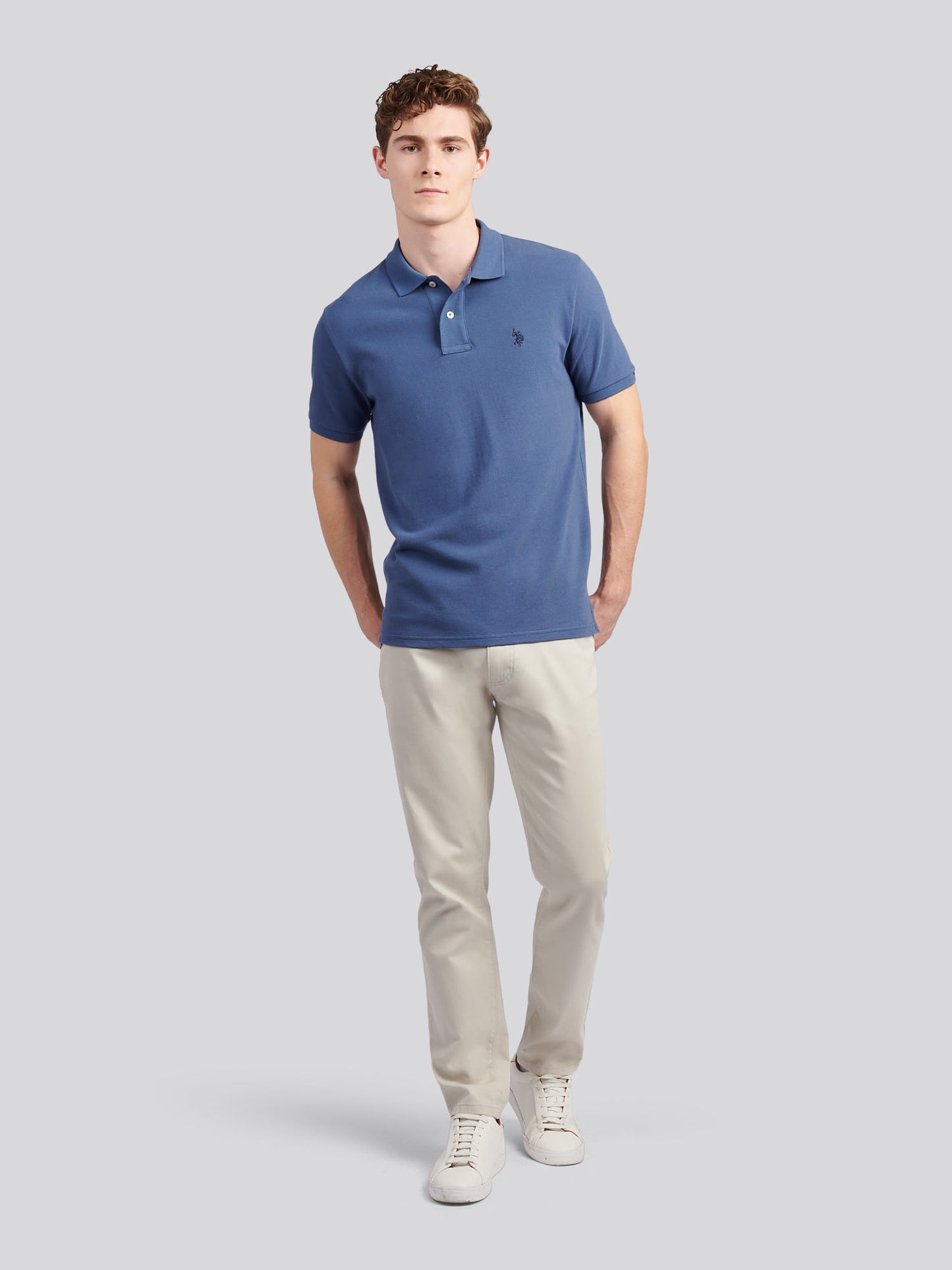 Mens Double Horsemen Polo Shirt Vintage Indigo
