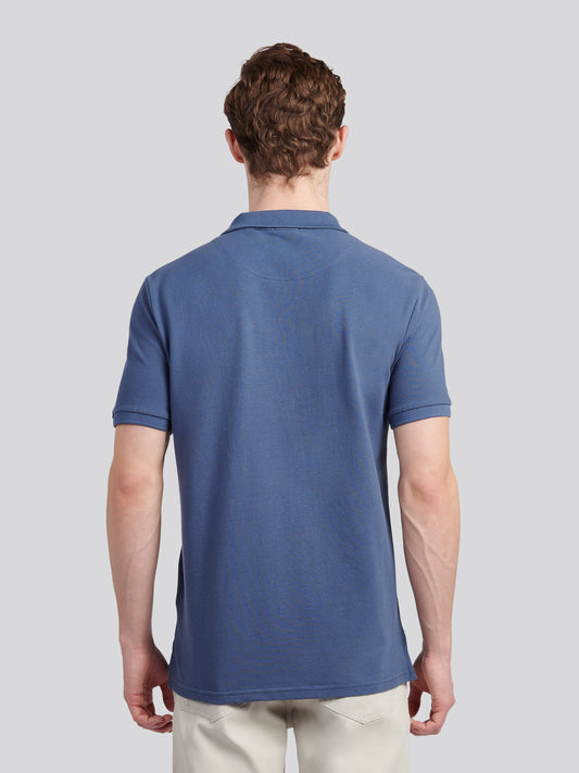 Mens Double Horsemen  Polo Shirt in Vintage Indigo