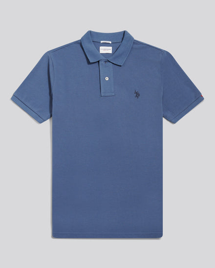 Mens Double Horsemen  Polo Shirt in Vintage Indigo