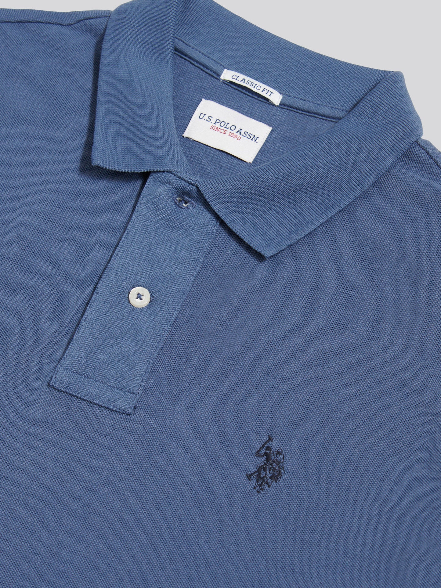 Mens Double Horsemen  Polo Shirt in Vintage Indigo