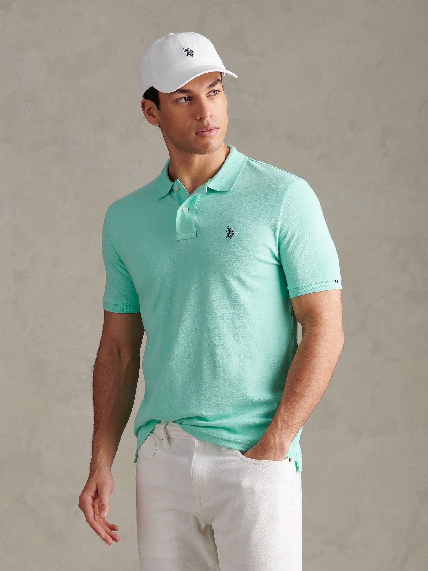Mens Double Horsemen Polo Shirt Ice Green