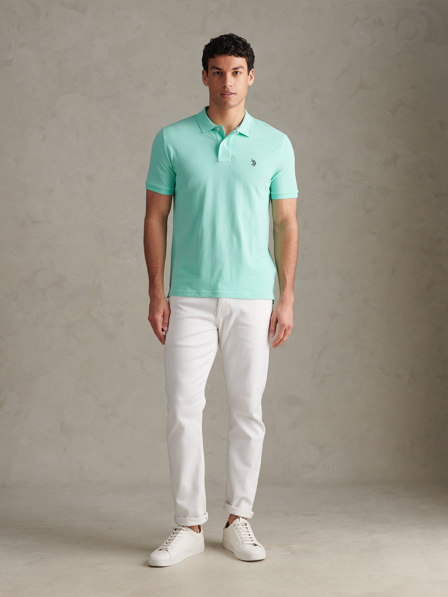 Mens Double Horsemen Polo Shirt Ice Green