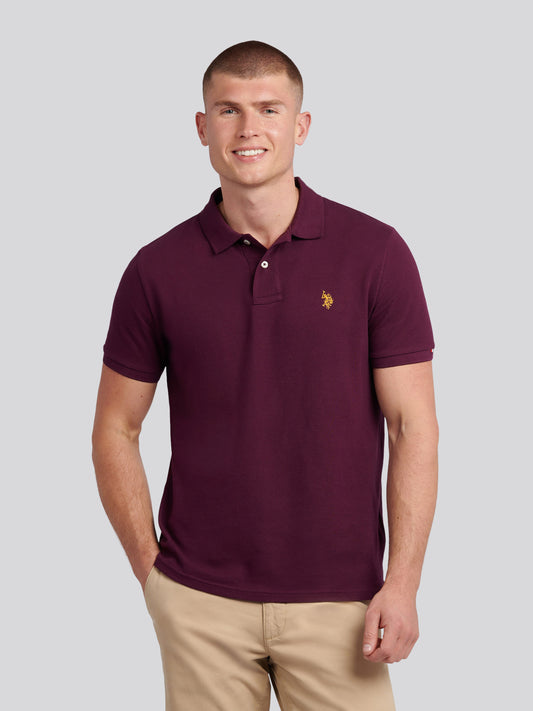 Mens Double Horsemen  Polo Shirt in Grape Wine