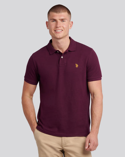 Mens Double Horsemen  Polo Shirt in Grape Wine