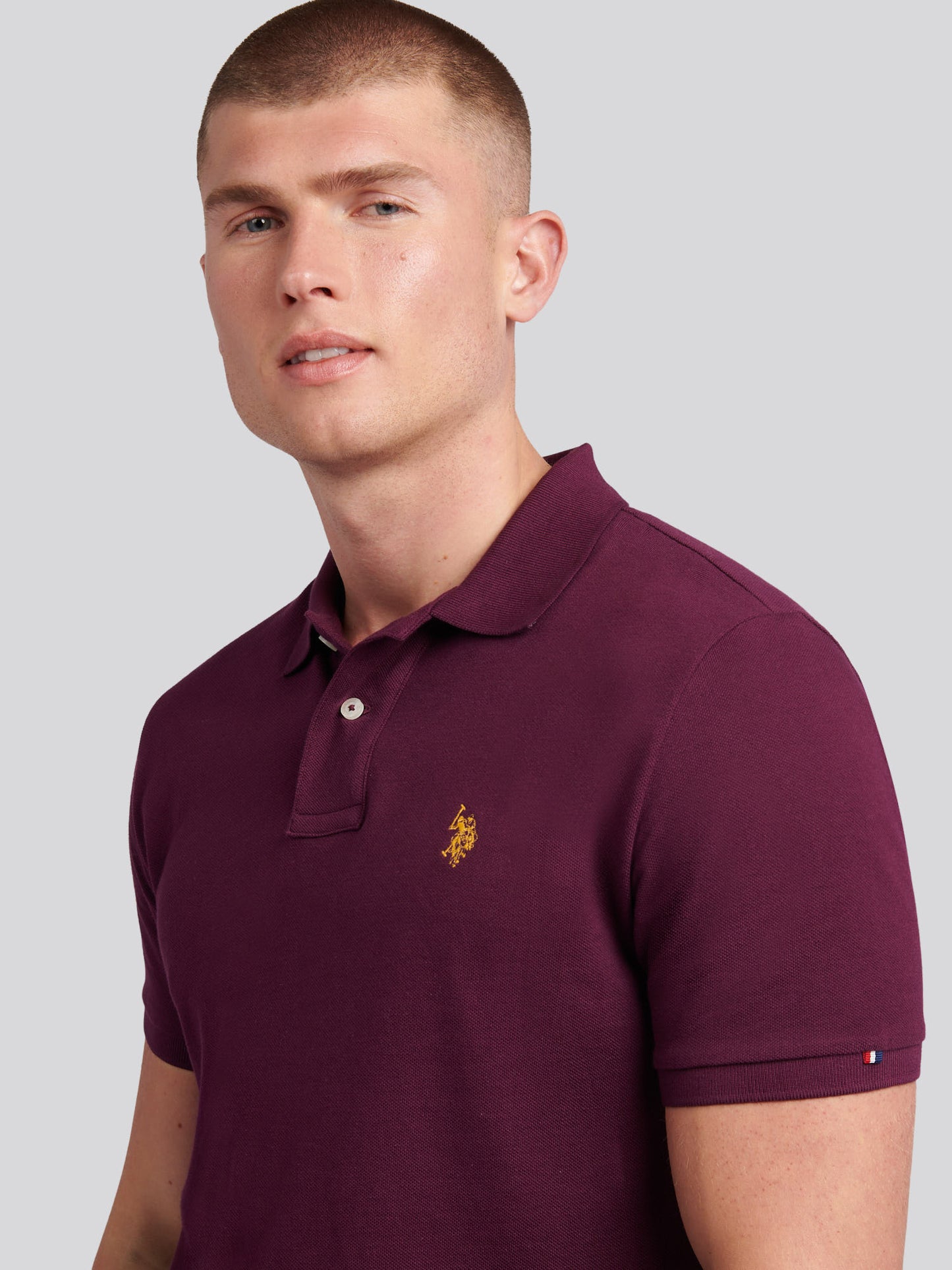 Mens Double Horsemen  Polo Shirt in Grape Wine
