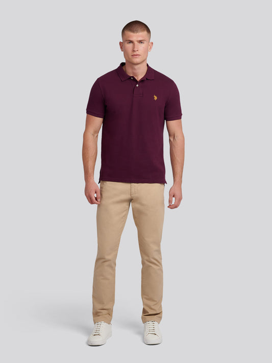 Mens Double Horsemen  Polo Shirt in Grape Wine
