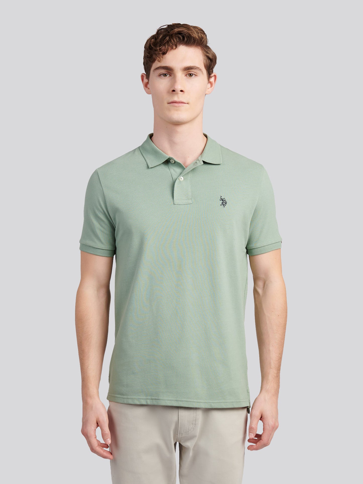 Mens Double Horsemen  Polo Shirt in Iceberg Green