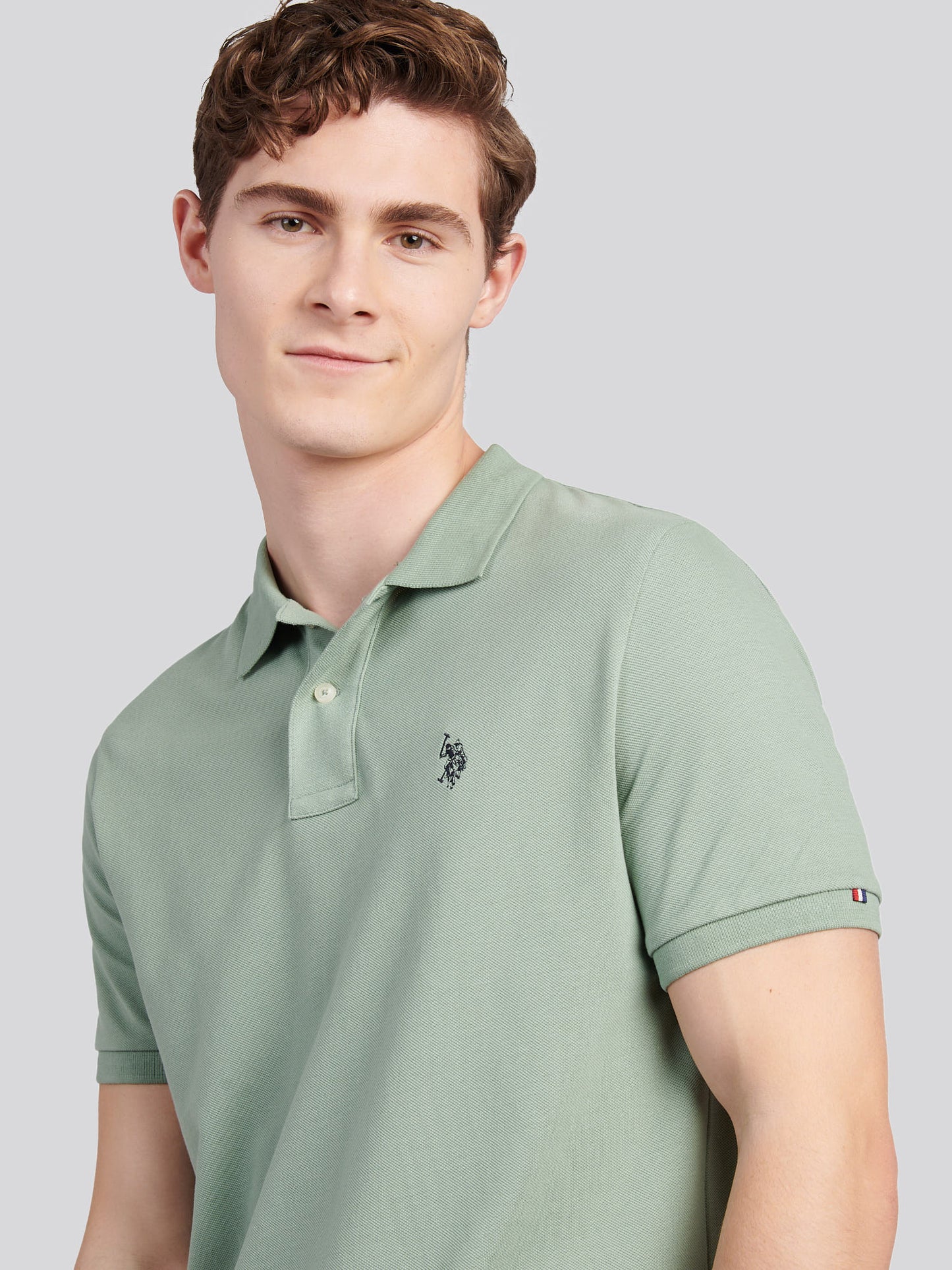 Mens Double Horsemen  Polo Shirt in Iceberg Green
