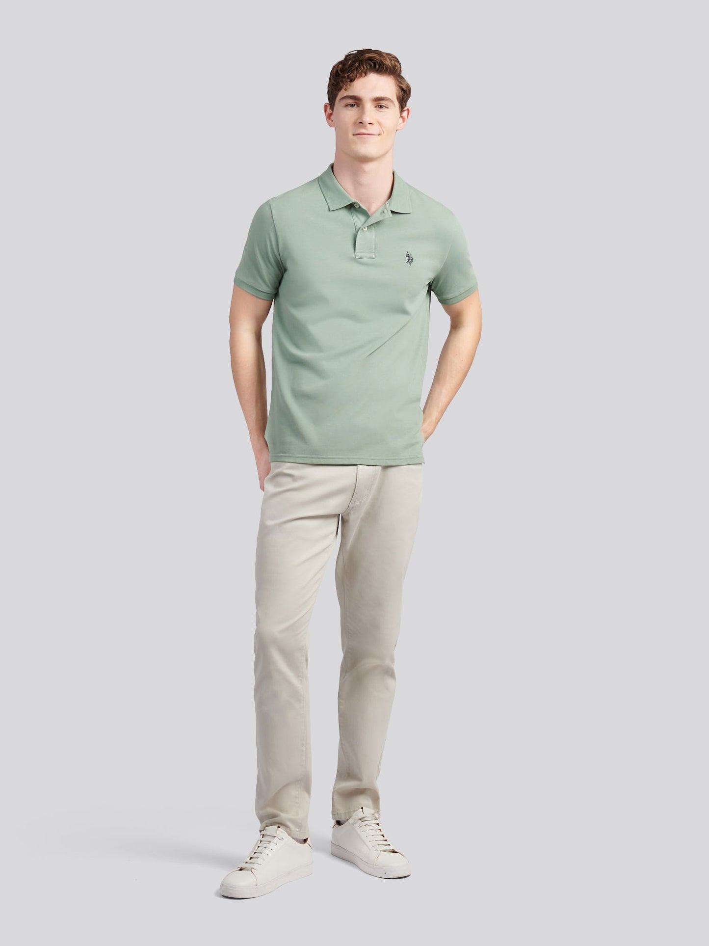 Mens Double Horsemen  Polo Shirt in Iceberg Green