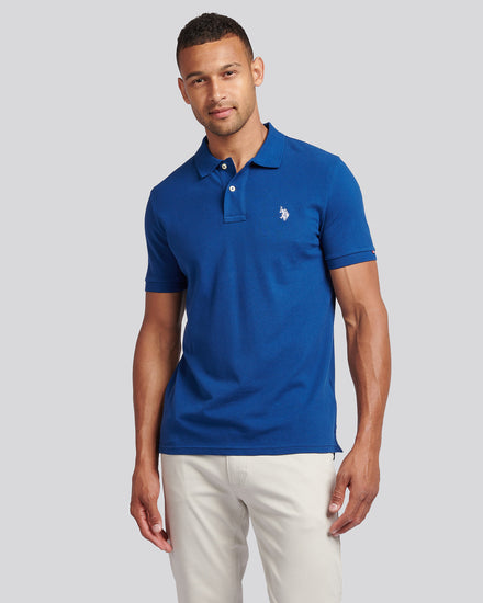 Mens Double Horsemen Polo Shirt Navy Peony