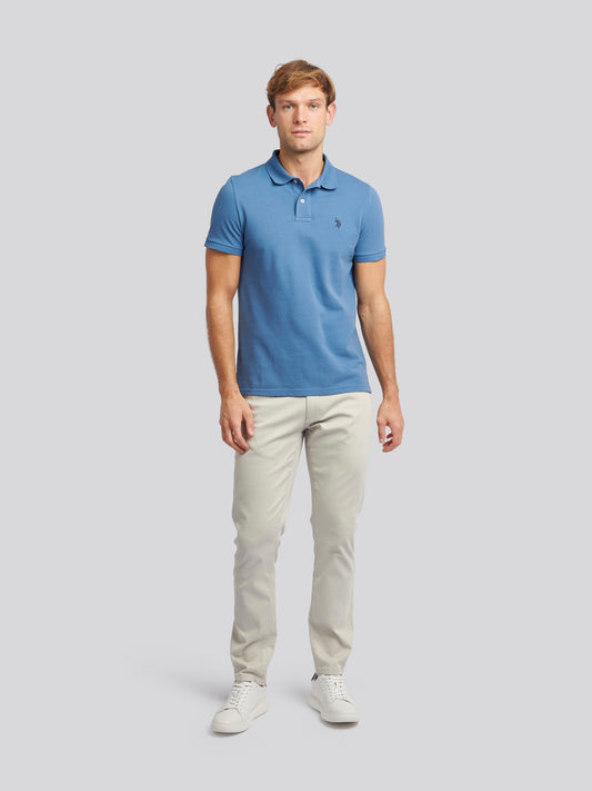Mens Double Horsemen  Polo Shirt in Blue Horizon