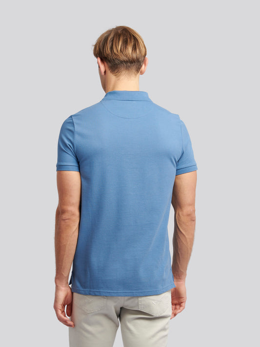 Mens Double Horsemen  Polo Shirt in Blue Horizon