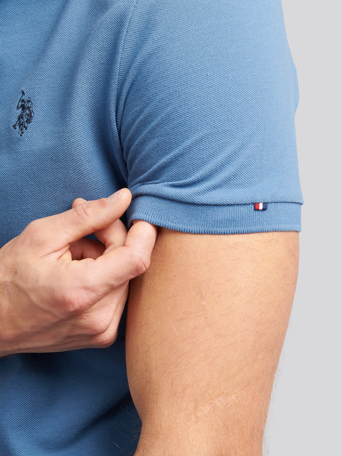 Mens Double Horsemen  Polo Shirt in Blue Horizon