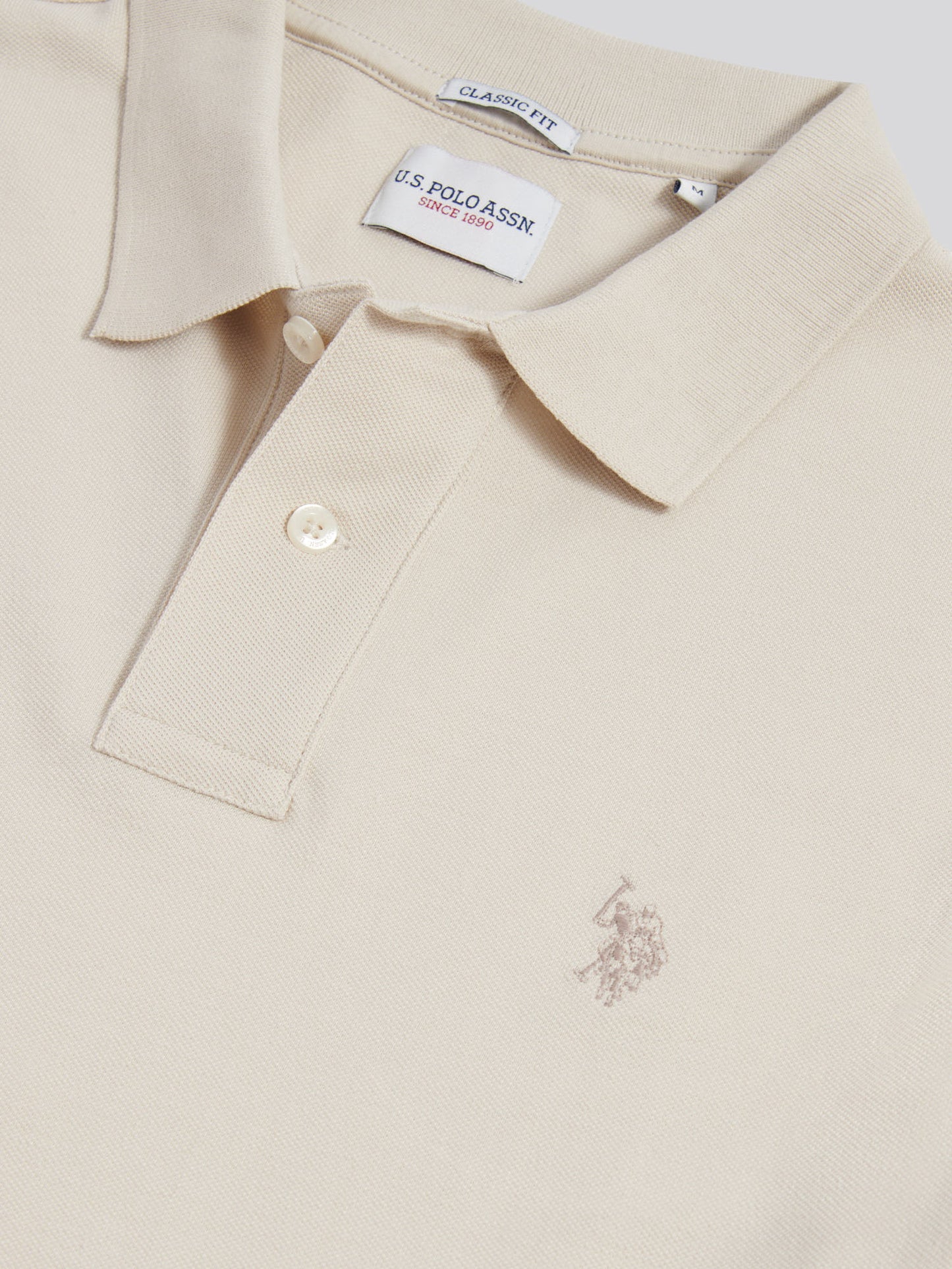 Mens Double Horsemen Polo Shirt Beige
