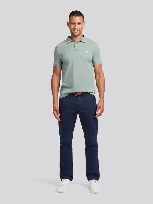 Mens Double Horsemen Polo Shirt Chinois Green