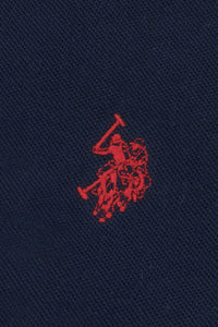 Mens Pique Polo Shirt in Dark Sapphire Navy / Haute Red DHM