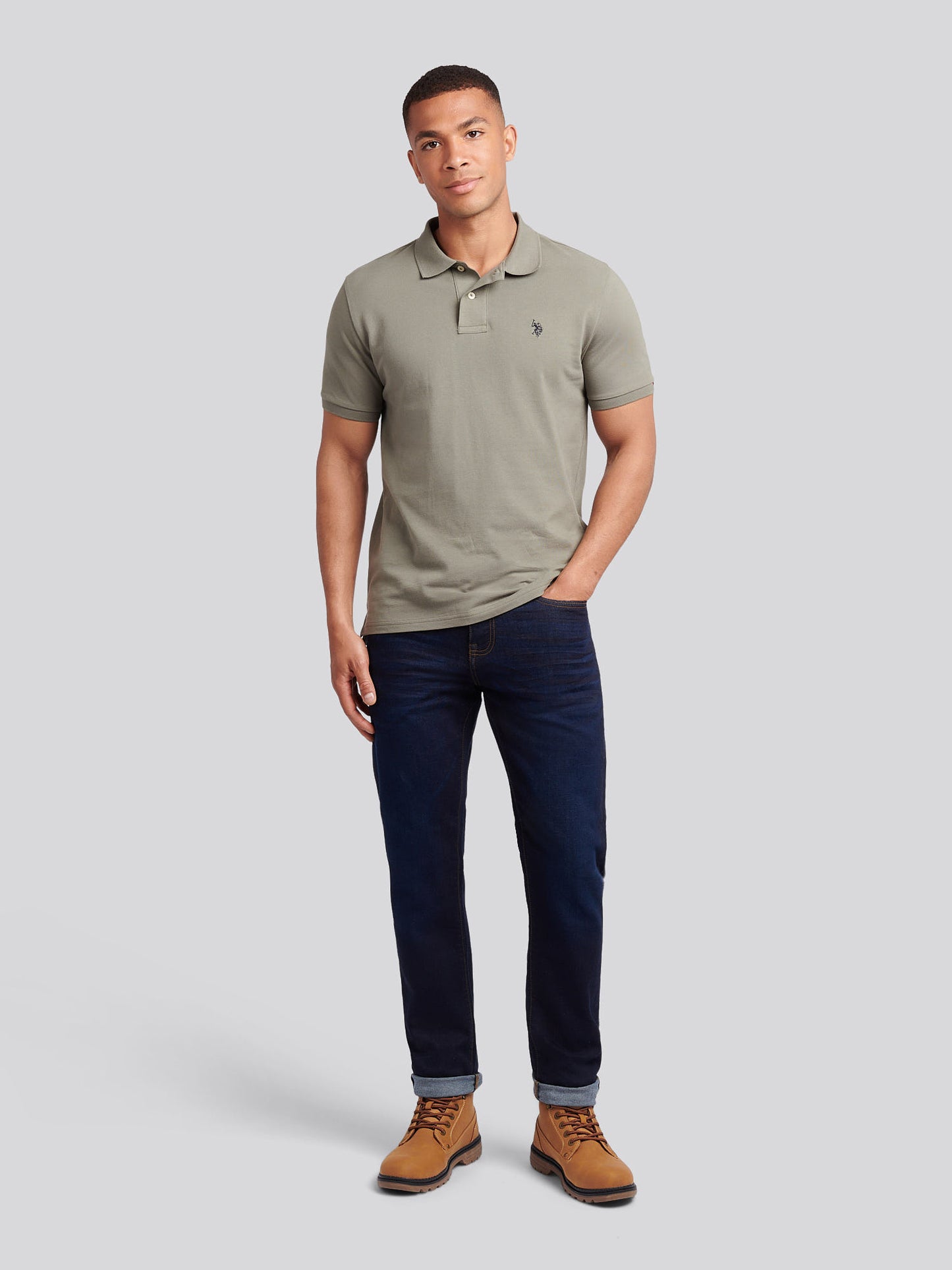 Mens Double Horsemen  Polo Shirt in Mulled Basil