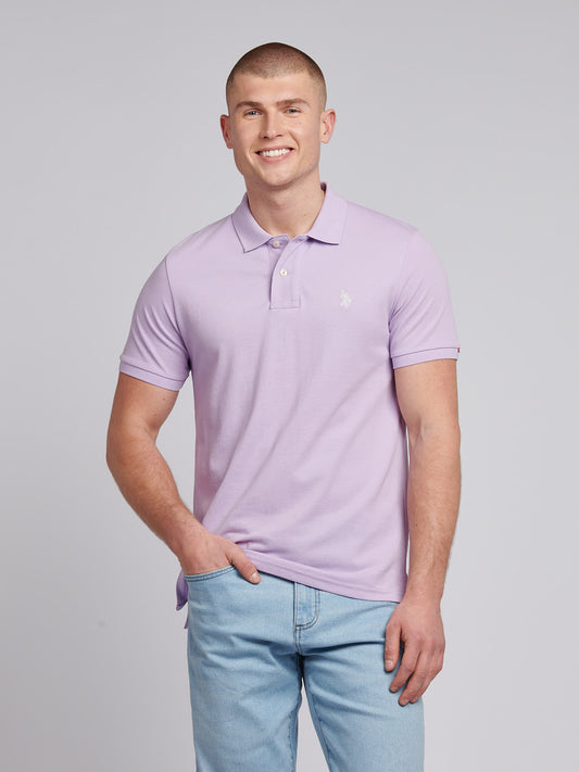 Mens Double Horsemen  Polo Shirt in Lilac Breeze