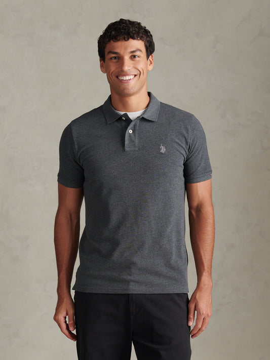 Mens Double Horsemen Polo Shirt Charcoal Marl